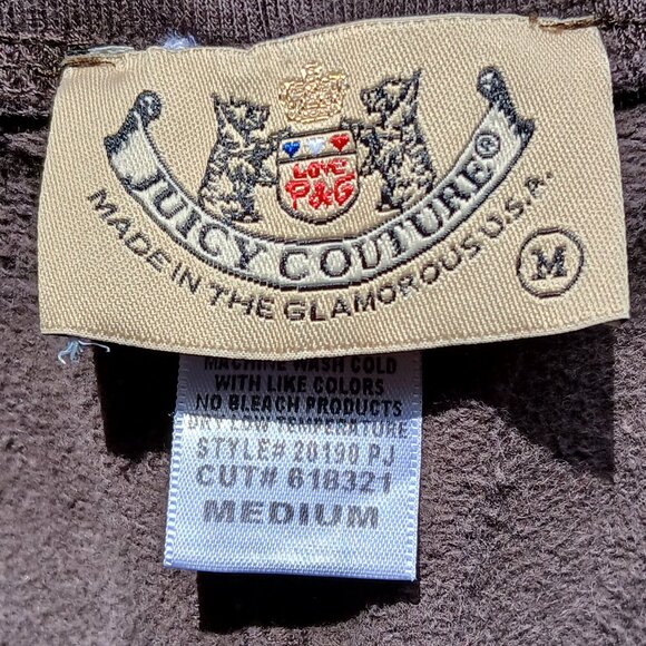 Juicy Couture Y2K Fleece Pants Silver Thread 'X' 's Tartan Plaid Butt Logo SzM - Picture 5 of 13